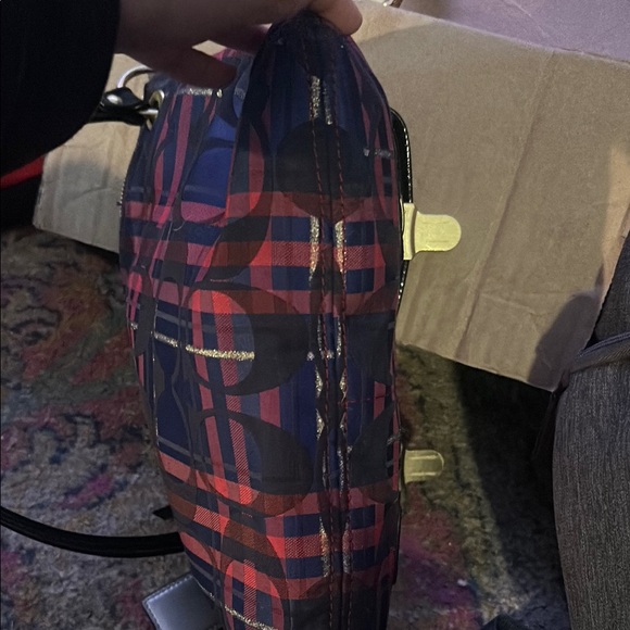 Coach Navy and Red Plaid Women's Bag - Picture 9 of 9